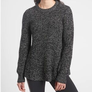 Athleta Sierra Crew Neck Sweater Wool Blend Black Marl Women’s Medium Relaxed